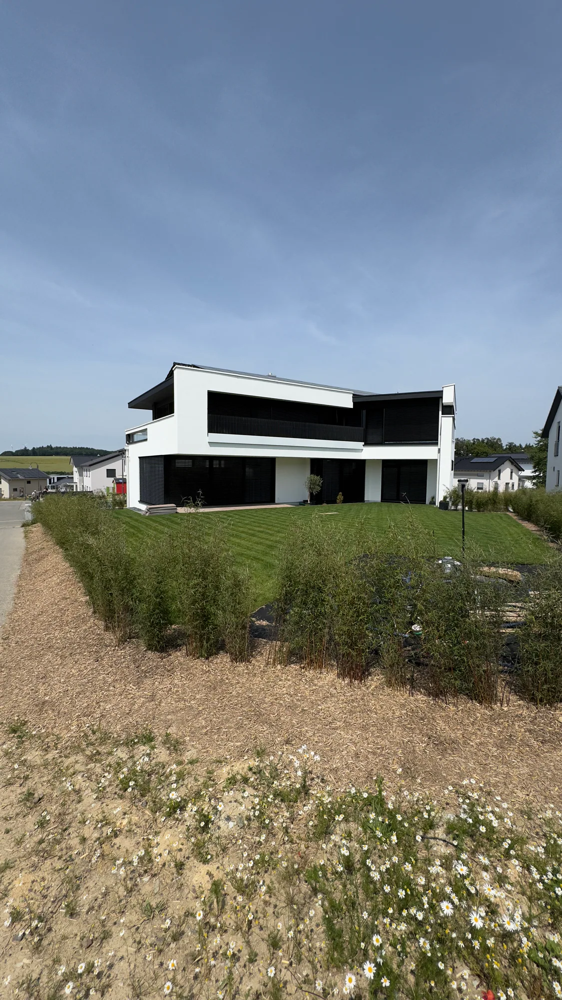 Moderne Stadtvilla mit klarer Architektur und großzügiger Außenanlage
